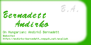 bernadett andirko business card