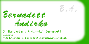 bernadett andirko business card